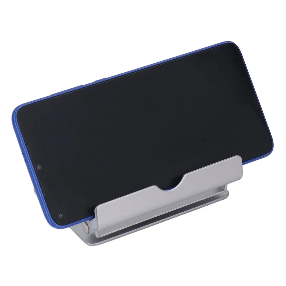 360 Degree Rotation Adjustable Cell Phone Stand Foldable Silver Mobile Phone Holder Aluminum Alloy Portable