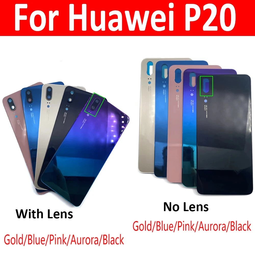 NEW P20 Battery Back Cover Rear Door Housing Case Cover Replacement Parts With Adhesive For Huawei P20 With Camera Glass Lens