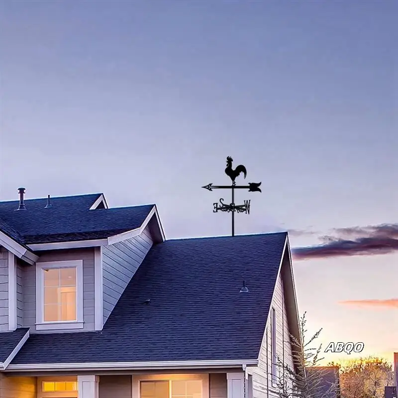 

2X Rooster Weather Vane - Retro Cockerel Weathervane Silhouette - Decorative Wind Direction Indicator For Outdoor