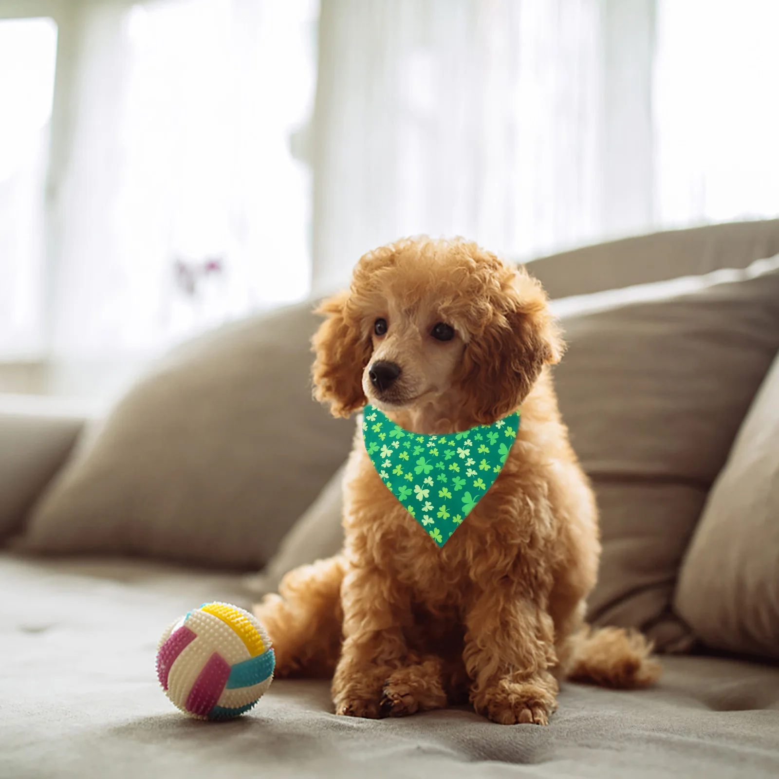 

3Pcs Pet Triangle Bibs Adjustable Cotton Dog Bandanas Cat Saliva Towels Multi Functional Comfortable Shamrock Design