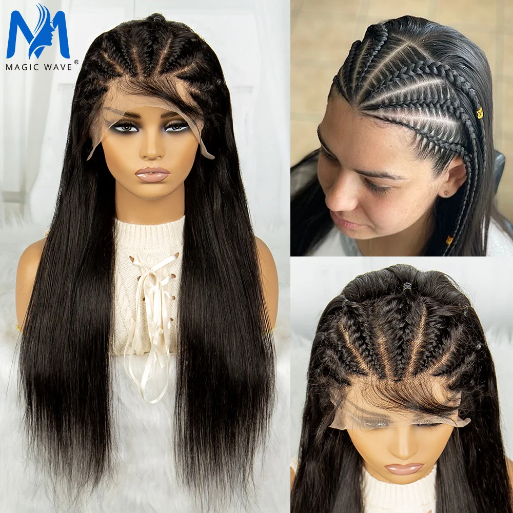 

New Styles Straight Human Hair Wig with Frontal Braids Human Hair Wigs for Women 13x4 Lace Frontal Brazilian Hair Wig