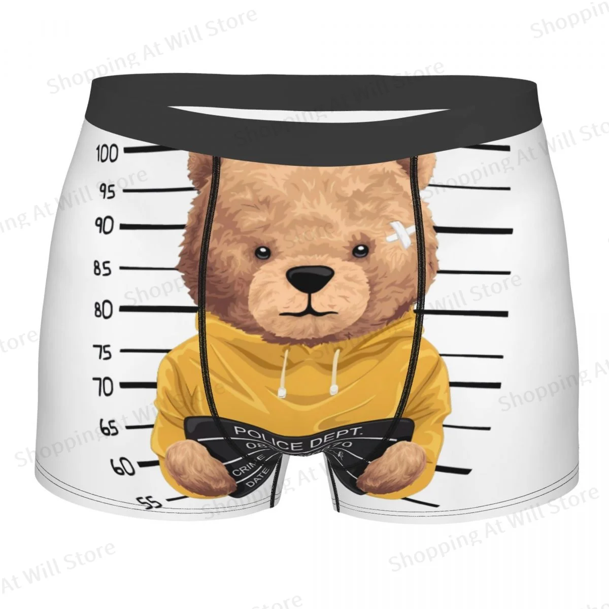 Bear Posing For Mugshot Men Boxer Briefs Teddy Bear Highly Breathable Underpants High Quality Print Shorts Birthday Gifts