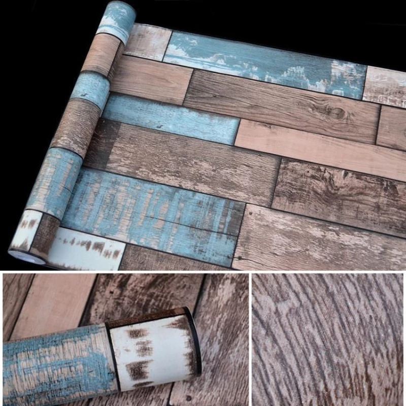 Dekoracja pokoju z PVC Retro drewno słojowe samoprzylepna tapeta ścienna samoprzylepna olejoodporna samoprzylepna meble winylowe strona główna