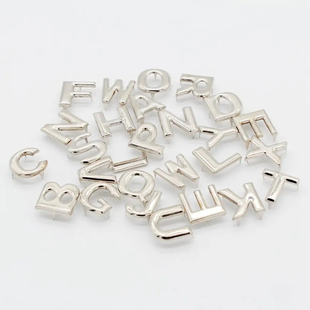 Alloy English Letter Rivets Studs Prong Metal Studs Leather Rivets for Clothes Upholstered Bags Shoes Decoration