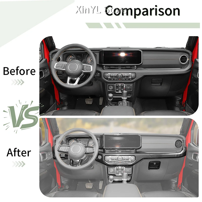 Car Gear shift ABS Steering Wheel Interior Trim Kit for Jeep Wrangler JL for Gladiator JT 2024 Up Car Interior Accessories