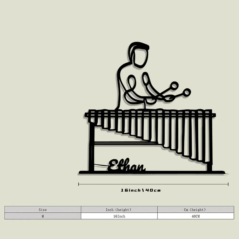 CIFBUY Metal Wall Art Marimba Player Sign Iron Craft Sculpture Indoor Outdoor Studio Home Plaque