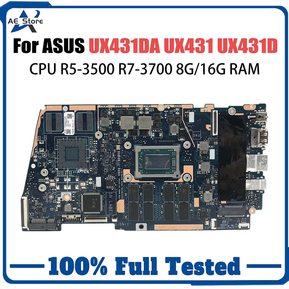 

Computer Mainboard For ASUS FOR ZenBook UX431DA UX431 UX431D Laptop Motherboard R5-3500 R7-3700 8G/16G-RAM 100% Test OK