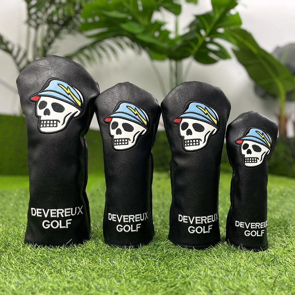 

Dark Series Golf Headcovers Set - Driver/Fairway Protector Lightning Design Durable PU Leather