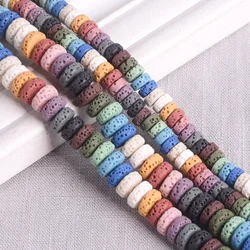 1 Strand Natural Volcano Lava Stone 3x6mm 4x9mm Coin Rondelle Shape Crafts Beads Lot For Jewelry Making DIY Bracelet Findings