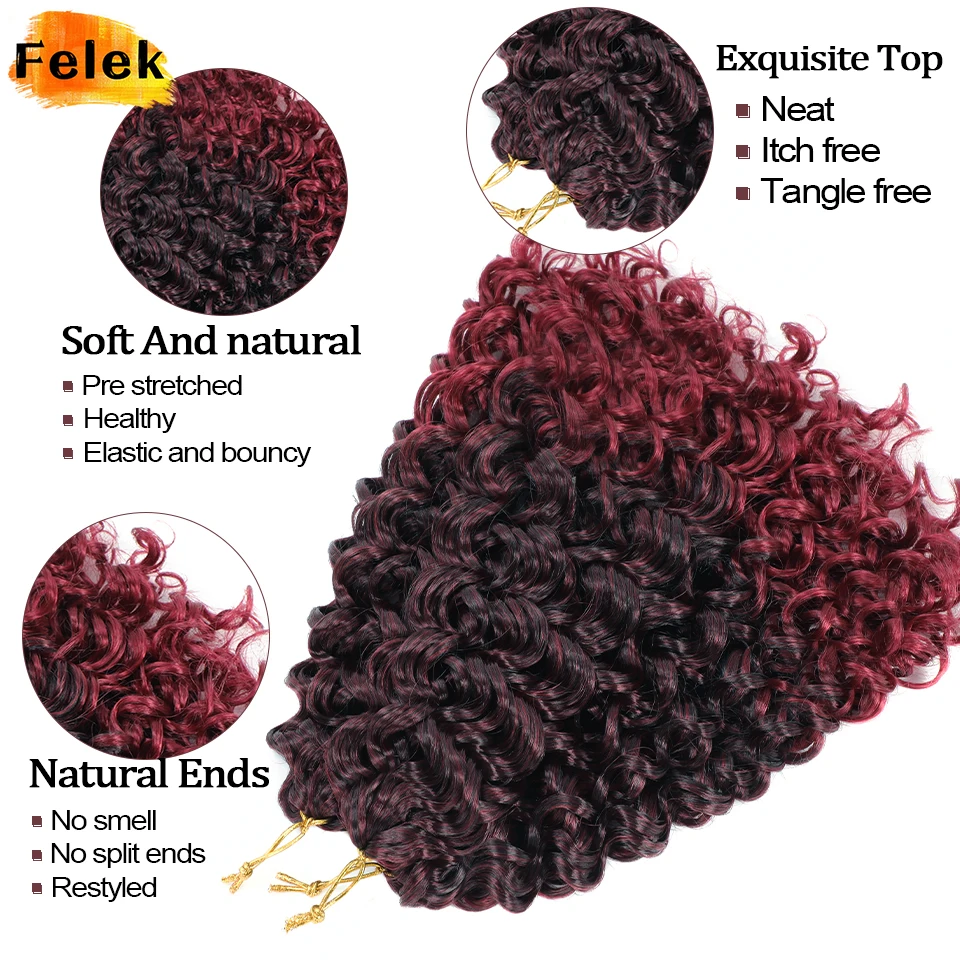 GoGo-Curly Crochet extensões de cabelo para mulheres negras, onda de água Crochet tranças, curto encaracolado, torção profunda, cabelo sintético, 14"