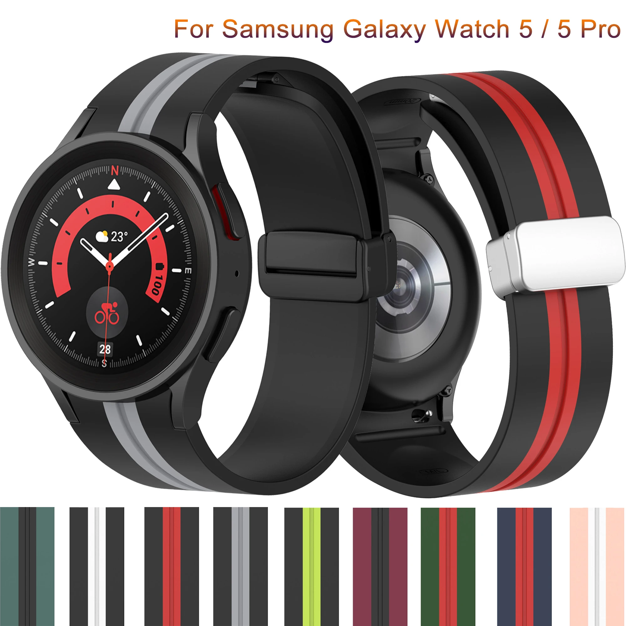 

Original Silicone Strap for Samsung Galaxy Watch 4 Classic 42mm 46mm/5 4 44mm 40mm Magnetic Buckle Galaxy Watch 5 Pro 45mm band