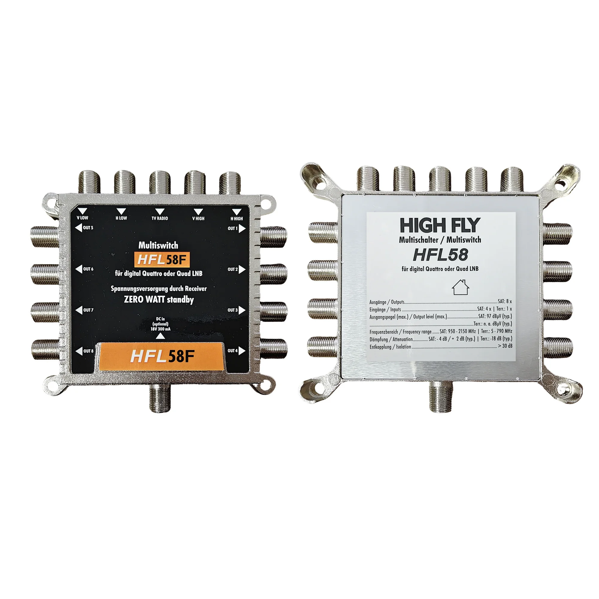 5 in 8 out Satellite Signal Switch, DiSEqC Cascading, DVB-S2, Terrestrial Digital Signals, Multi-Satellite, Multi-Terminal