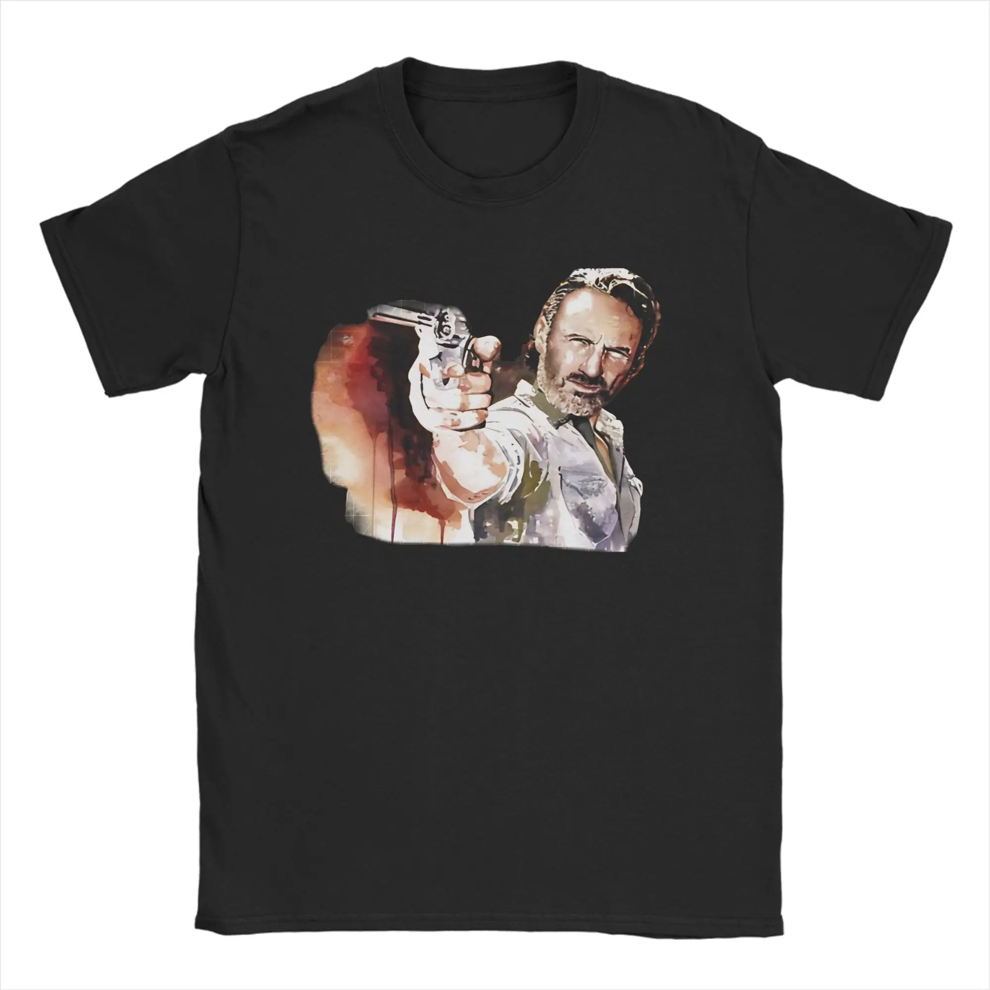 Casual T Shirt Beach R-Ricks Grimes Quotes Novelty T-Shirts The Walking Dead Cotton Tee Shirt for Male Funny Short Sleeve Tops