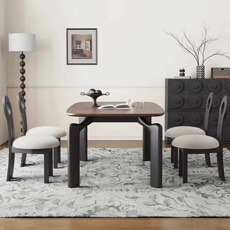 Stylish Simple Designer Wooden Dining Table Popular High End Modern Dining Table With Rectangle Top Six-seater Dining Table Set
