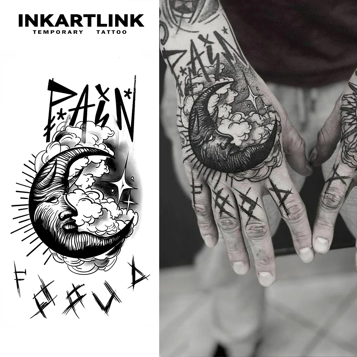 

Темная Луна временная татуировка, держится до 15 дней, новая технология, волшебная, водонепроницаемая, полуцветовая.