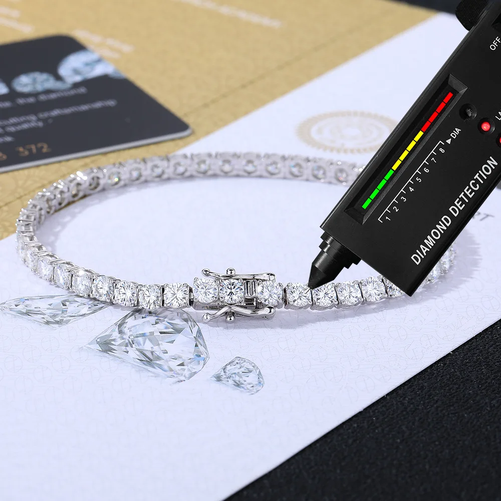 D VVS1 Moissanite Tennis Bracelet Original s925 Sterling Silver Plated 18k White Gold with GRA Bracelets for Women Man