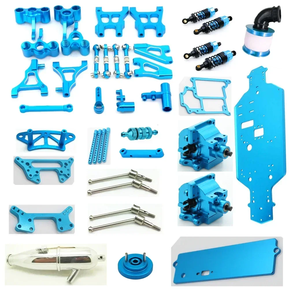 PigRC HSP 94122 RC Car Metal Upgrade Swing Arm Gearbox Assembly Chassis Shock Absorber Plate CVD For 1/10 Petrol On Road Racing