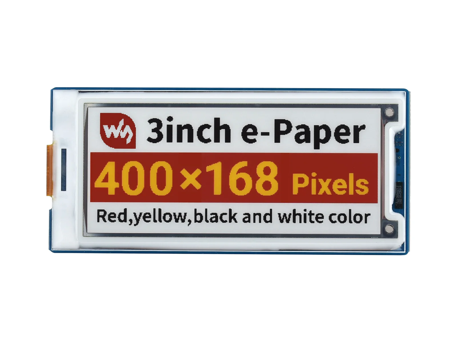 

3inch e-Paper Module (G),400 × 168, Red/Yellow/Black/White,Low Power, Ideal for price tags, shelf labels, industrial instruments