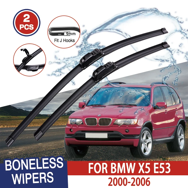 For BMW X5 E53 2000-2006 Car Windshield Wiper U-type Soft Rubber Frameless Bracketless Car Wipers 24\
