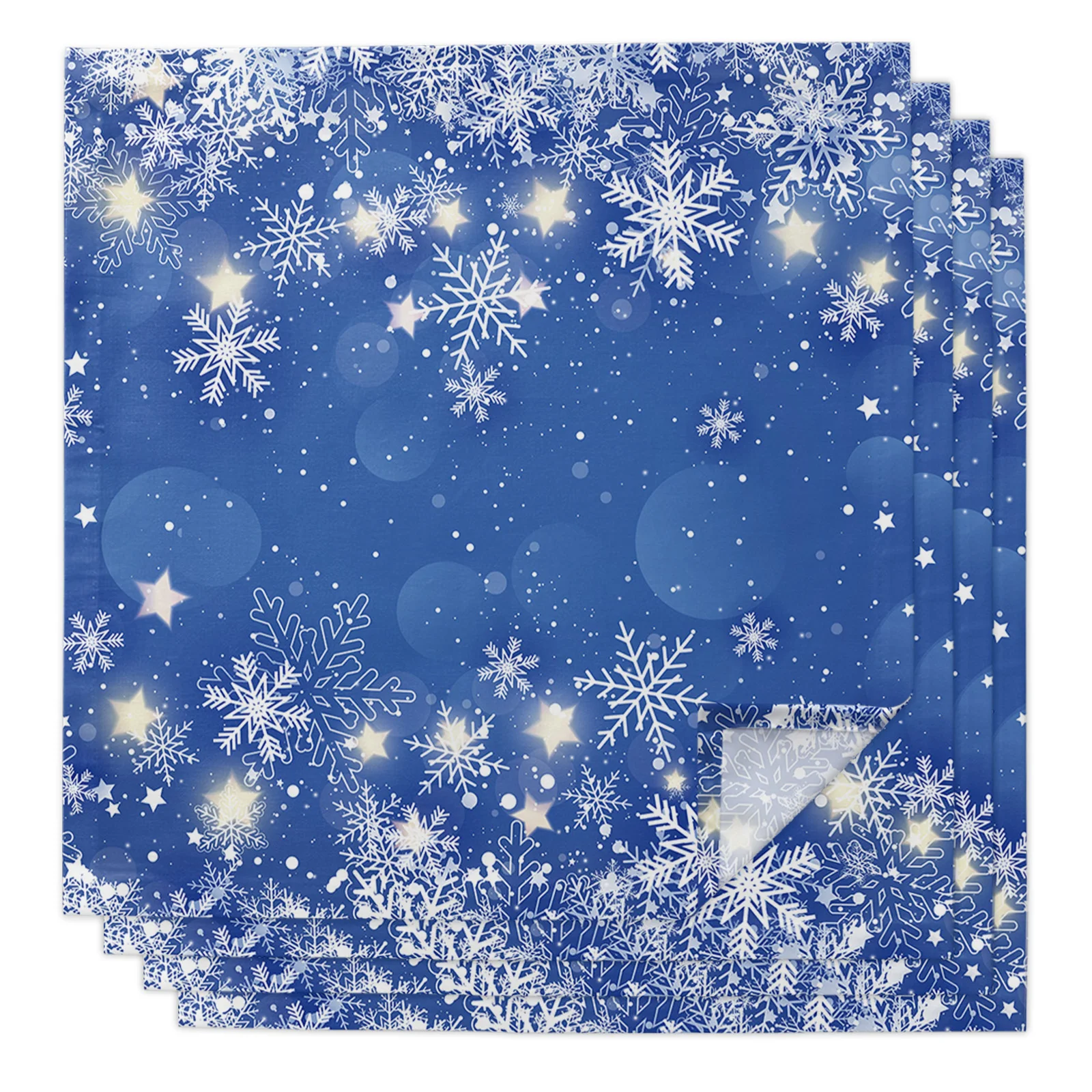 

4/6/8pcs Christmas Snowflake Blue Table Napkins Cloth Restaurant Table Napkins Wedding Banquet Decor Cloth Napkins