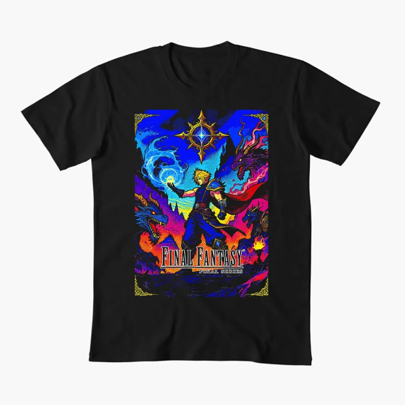 

Final Fantasy Cloud and Dragons Gift T shirt for RPG gamer 100% cotton Short Sleeve Graphic Clothes All size tops S-6XL
