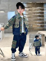 Boys Spring Suit Denim Two Piece Set 2024 Spring New Fashion Kids Denim Children's Autumn Jeans Cool Handsome Baby Clothes