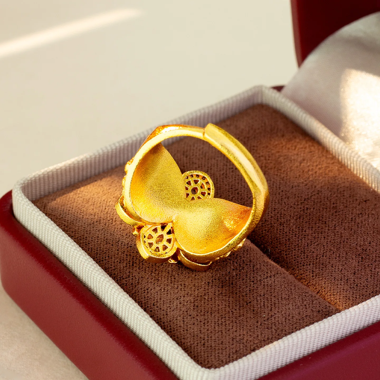 Double-Layer Flower Ring Women's 24K Gold AU999 - Value-preserving AU999 gold, unique flower design, great for gifting