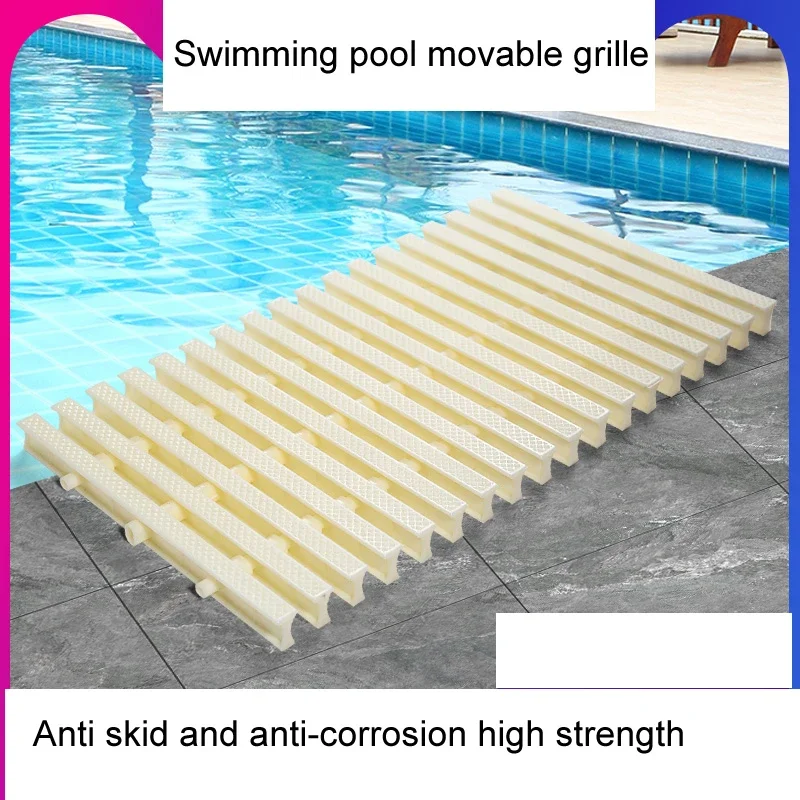 It can be spliced and turned drainage grid,Resin material Swimming pool sewer cover,Length 1m,width 20cm,25cm,30cm