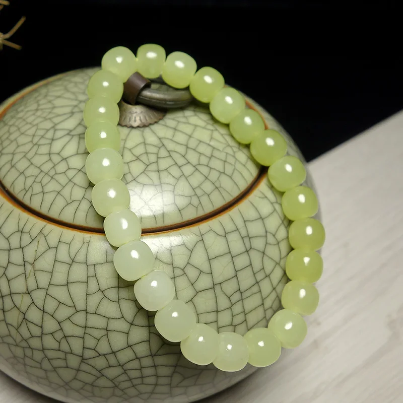 Xinjiang Hetian Jade Ruoqi Qiemo Gradient Color Bangle Yellow Mouth Material Old TypeShaped Bead Bracelet