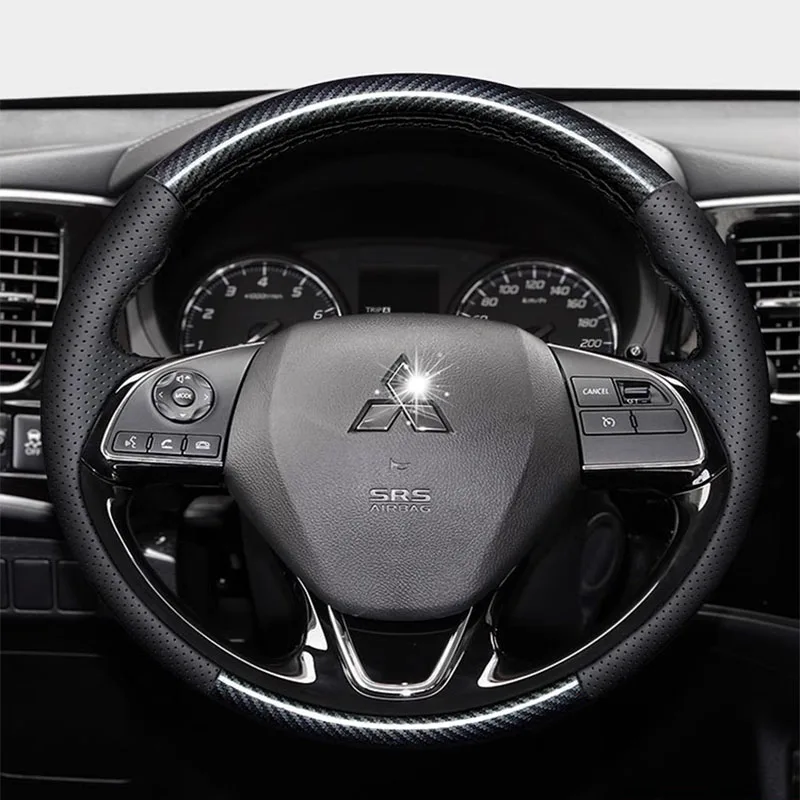 Hand-stitched carbon fibre genuine Leather Car steering wheel For Mitsubishi Outlander 2016 - 2019 ASX18 Eclipse Cross 2018