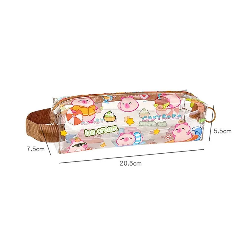 10pcs/lot Transparent Capybara Pencil Case Creative Portable Pencil Bag Stationery Pouch Gift School Supplies Gifts