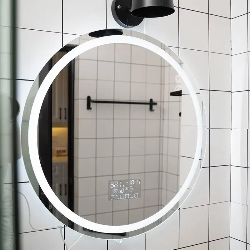 for Round Wall Mounted LED Smart Vanity Mirror with Light Multifunctional Shower Shaving Hotel Bathroom Accessories