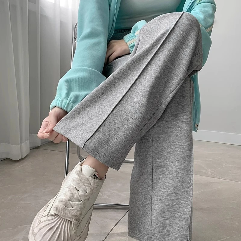 Pantaloni da donna da ufficio donna inverno stile minimalista nordico lana peluche a costine foderato in pile imbottito elastico in vita accogliente homewear