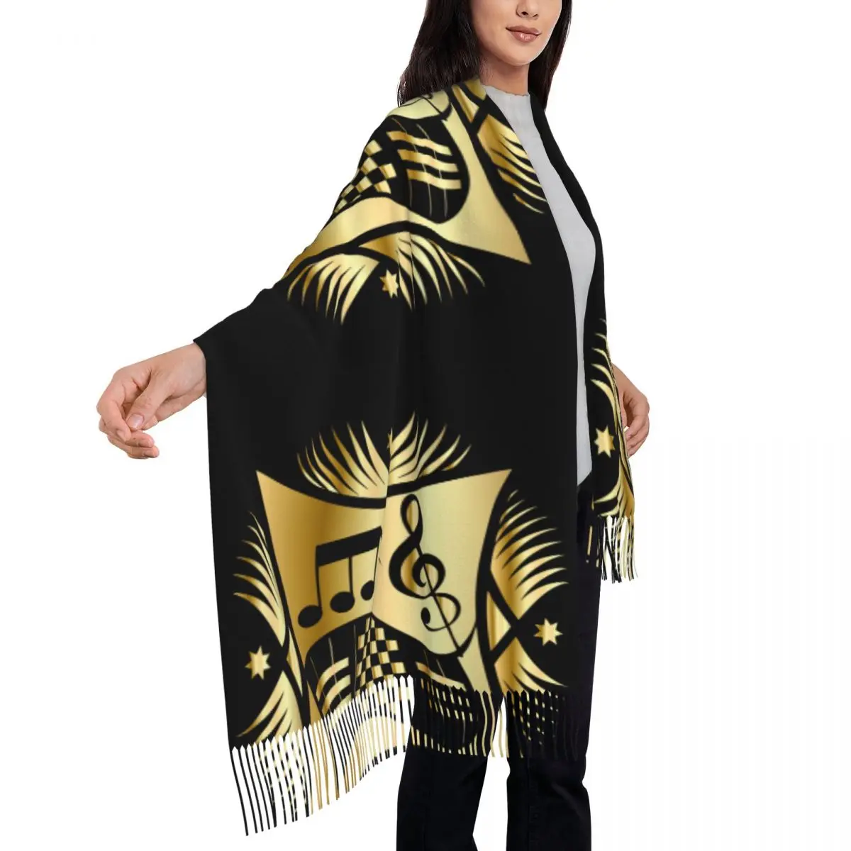 Music Note Piano Womens Warm Winter Infinity Scarves Set Blanket Scarf Pure Color