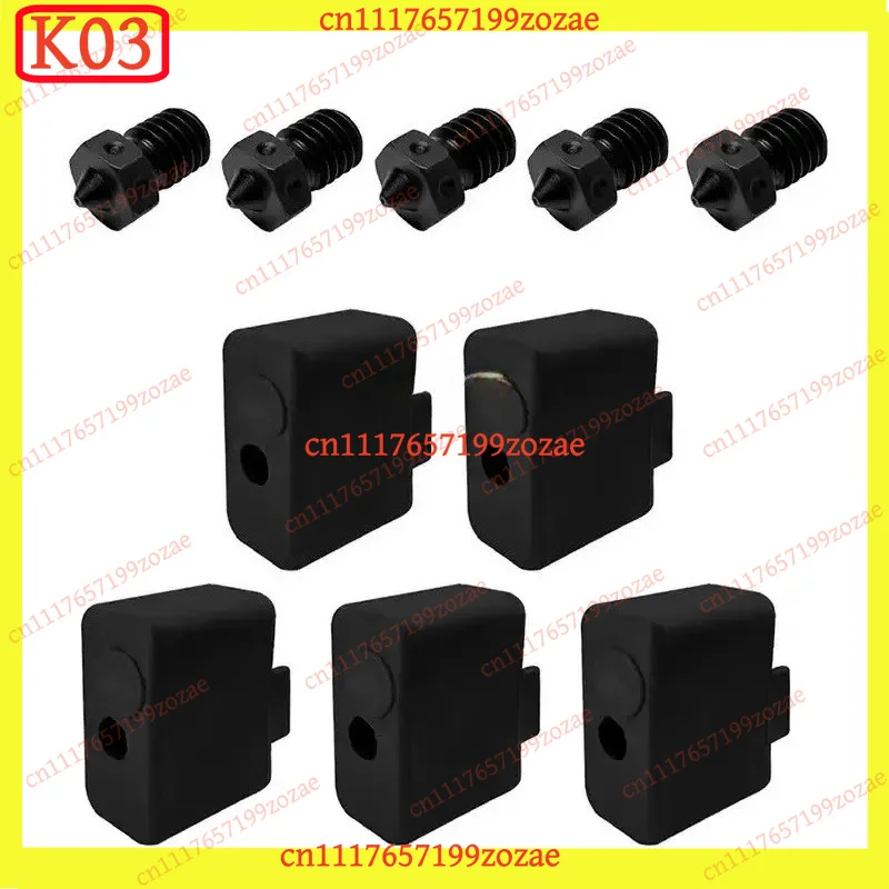 k03 5Pcs Hard Steel Nozzles & 5Pcs Silicone Socks for FLSUN T1E/T1 Pro/T1 Max 3D Printer Parts Accessories Kit