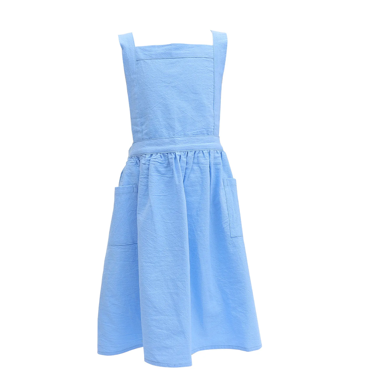 

1Pcs Children Baking Apron Comfortable Cotton Linen Sleeveless Kids Apron for Painting Cooking Art with Pockets