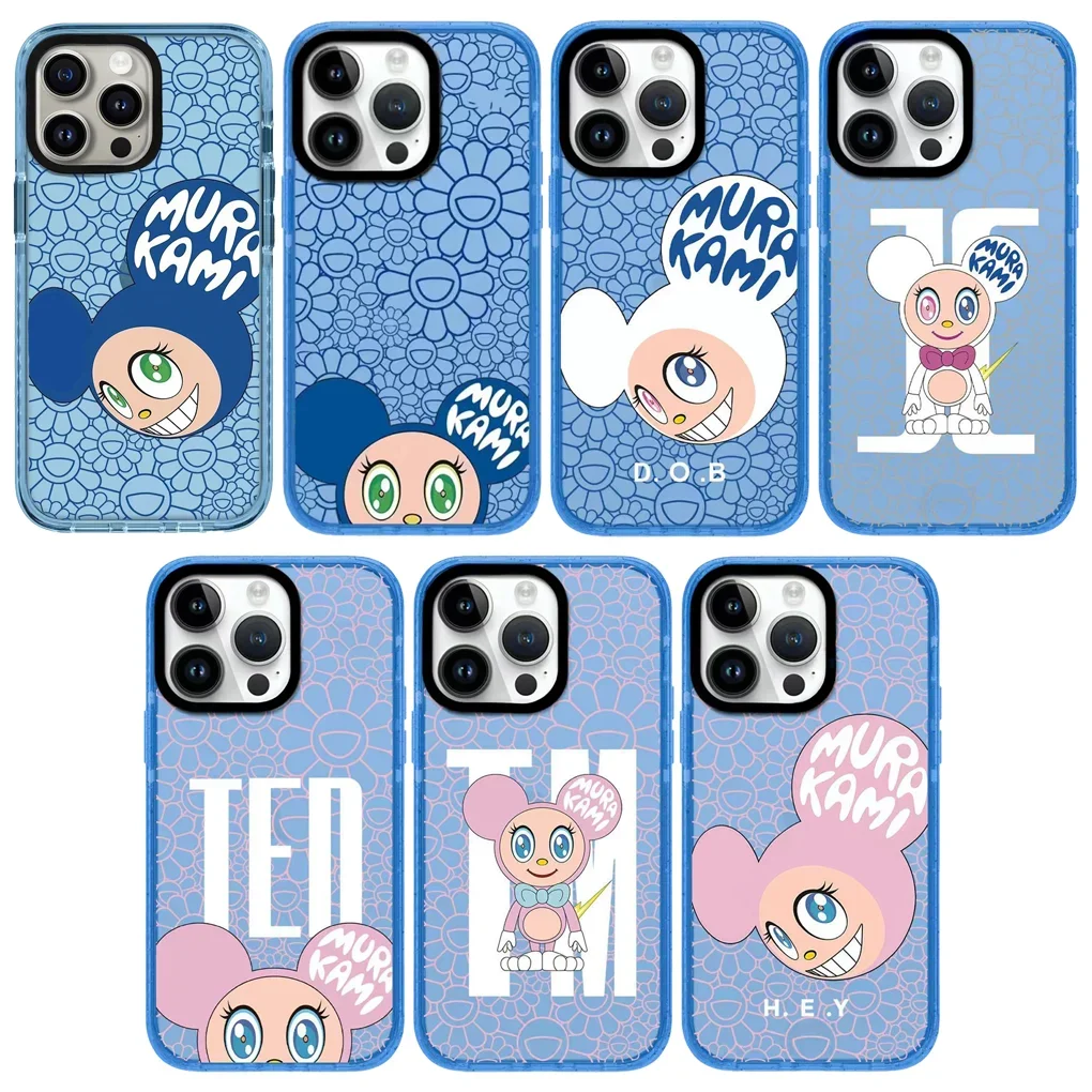 Cartoon Mouse 2.0 Acrylic Blue Border iPhone 12 13 14 15 16 Pro Max Protective Case, Fits iPhone 16 Pro Max