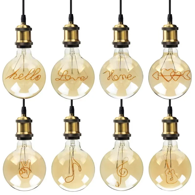 Imagem -05 - Lâmpadas Led Vintage G125 Lâmpada Decorativa Alfabeto Globo 4w Regulável Casa do Amor Lâmpada E27 Edison Especialidade 220240v