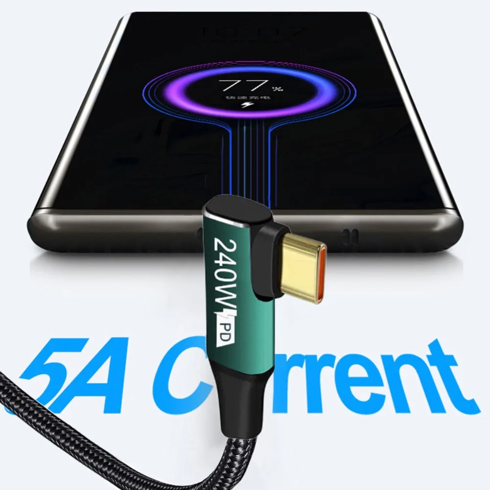Linia ładowania PD 240 W Kąt 90 stopni Męski do męskiego Kabel USB typu C Kabel USB C Przewód do transmisji danych Kabel do ładowania Przewód do transmisji danych — zdjęcie produktu 4