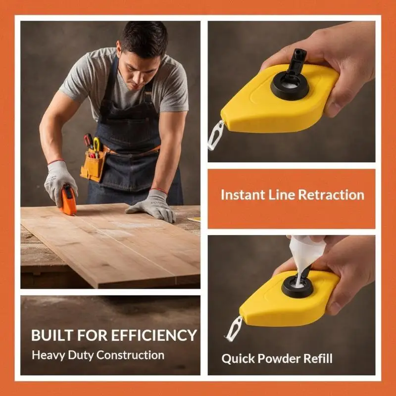 【AB1】Chalk Line Reel Set Durable Anti-drop Shell Fast Automatic Rewind Clear Mark for Construction Workers{H}