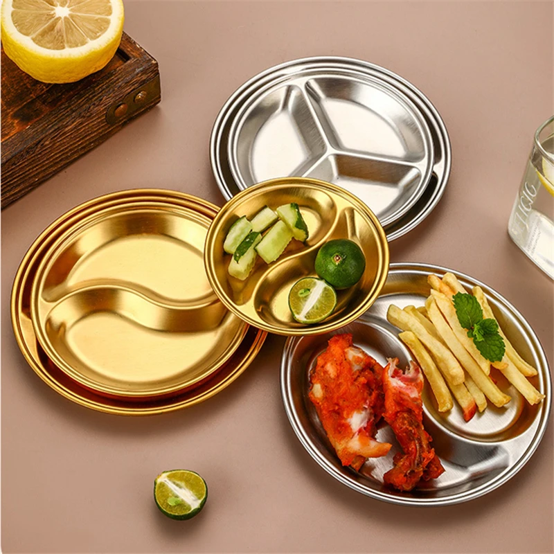 Stainless Steel Pepper Roast Meat Sauce Dishes Round Seasoning Tray Hotpot Condiment Dipping Plate Kitchen Spice Dish Tableware