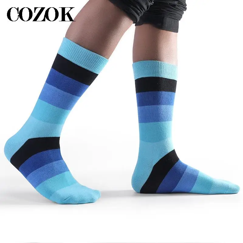5 Pairs Plus Size 47,48 Rainbow Socks Mens Happy Colourful Combed Cotton Crew Socks Party Gifts Creative Socks Calcetines Hombre
