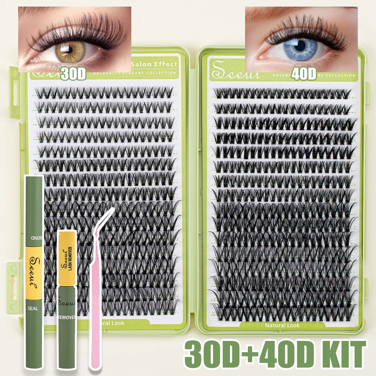 DIY Lash Extension Kit 640 stks Lash Clusters Individuele Wimpers Boek Kit met Lash Bond en Seal, Lash Pincet