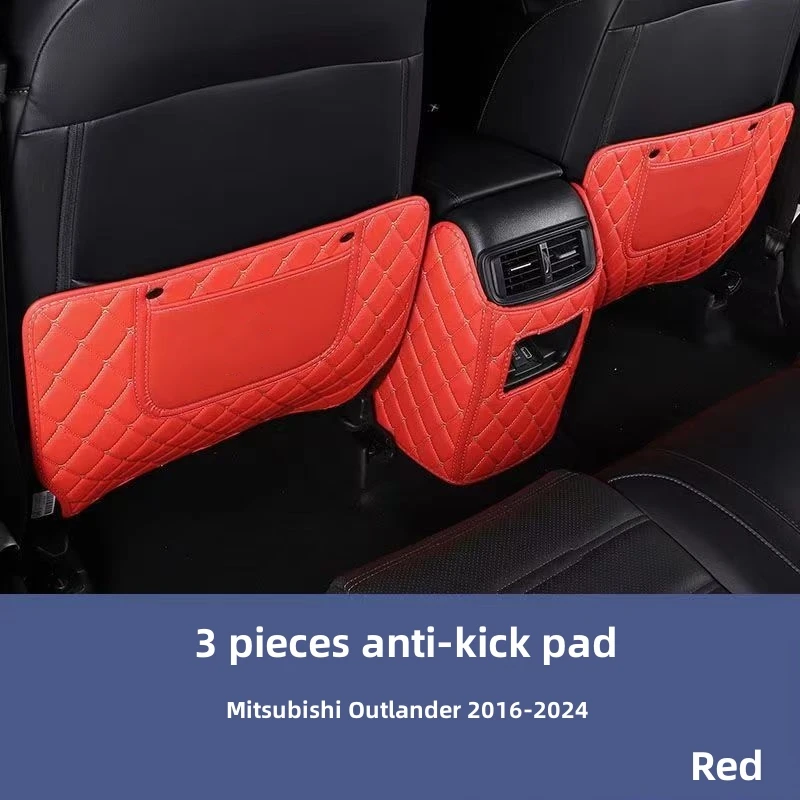 Car Accesorries 3 Pieces Anti -Kick Pad for Mitsubishi Outlander 2016-2024 Protect Mat for Kicking Back of front seats