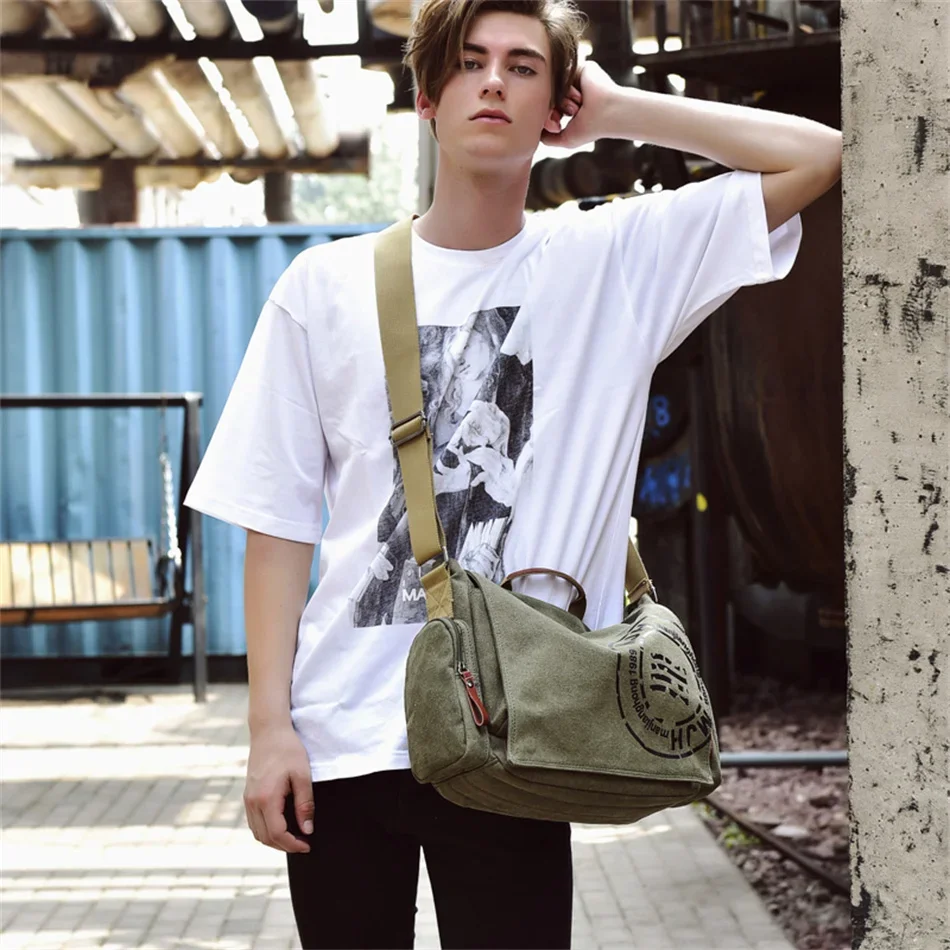 Men\'s Fashion Canvas Shoulder Bags Business Travel Crossbody Bags Men Messenger Bags Briefcase Men Handbag Tote bolso hombre sac