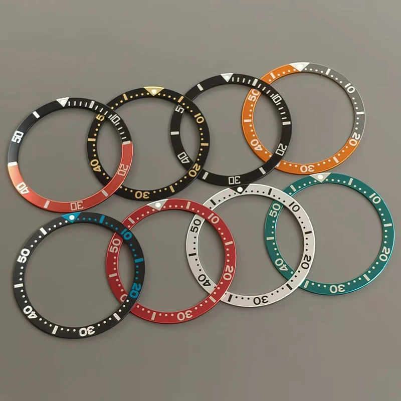 

39mmx32.2mm NH35 Cases Bezel Insert Flat Aluminium Bezel Ring Fits 6105 6309 Turtle Watch Case NH35 NH36 Case Watch Bezel Ring