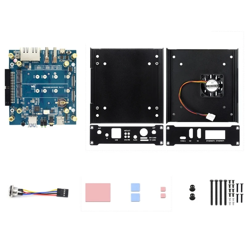 

CM4 NVME NAS Box Metal Host Server for CM4 Networking Storage Networking Efficiency M.2 M Key Slot for 2230 2242 2260 QXNF