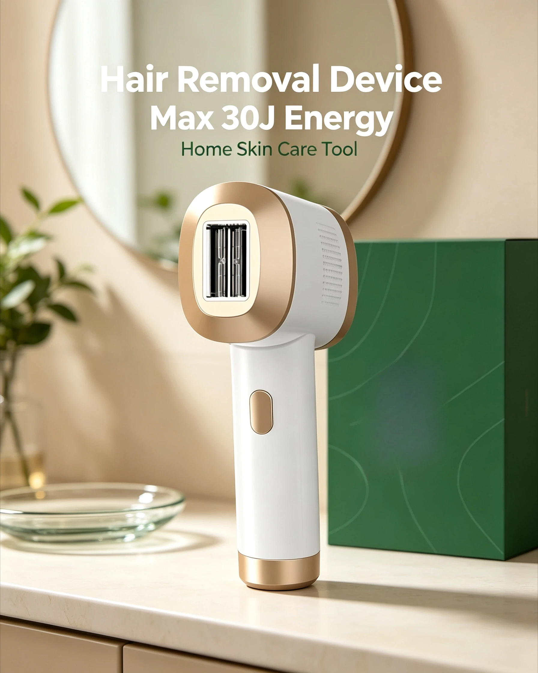 30J High‑Energy Fast Flash IPL Hair Removal Device, Dual‑Tube IGBT Handheld Home Beauty Skin Care Equipment For Women