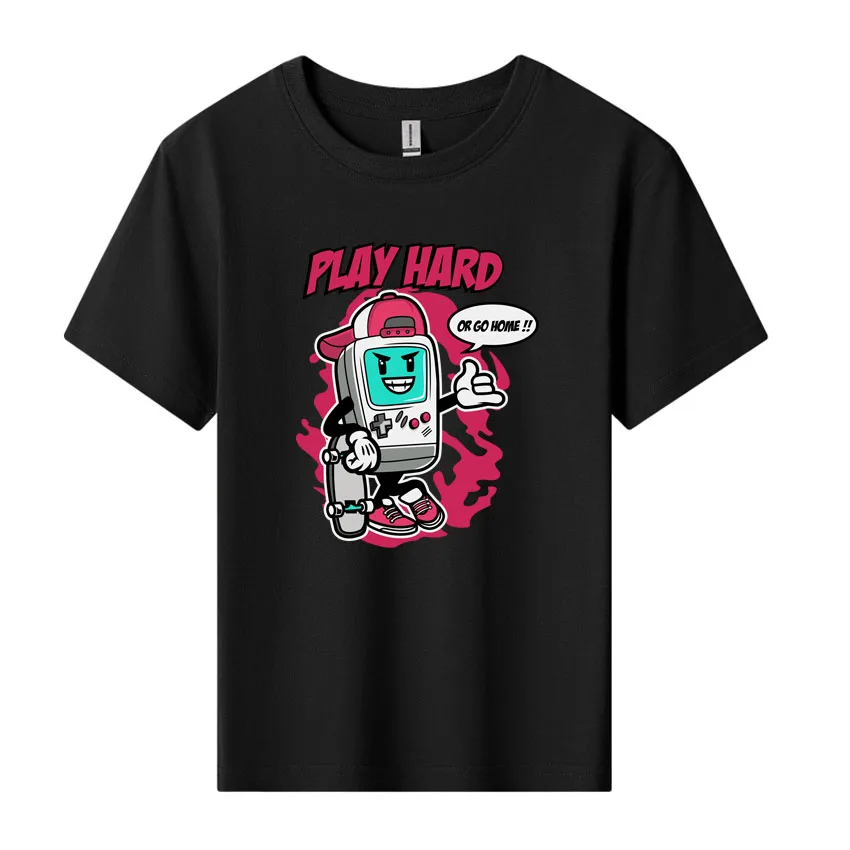 Summer Cotton T Shirt Boy Girl Tee Shirt Cartoon Anime Telephone Printed Kid Clothes Cartoon Letter Tops Gift Add Your Design