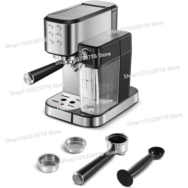 Home Coffee Machine with Touch Panel EU Plug Stainless Steel Housing Steam Milk Froth Brew and Hot Water System